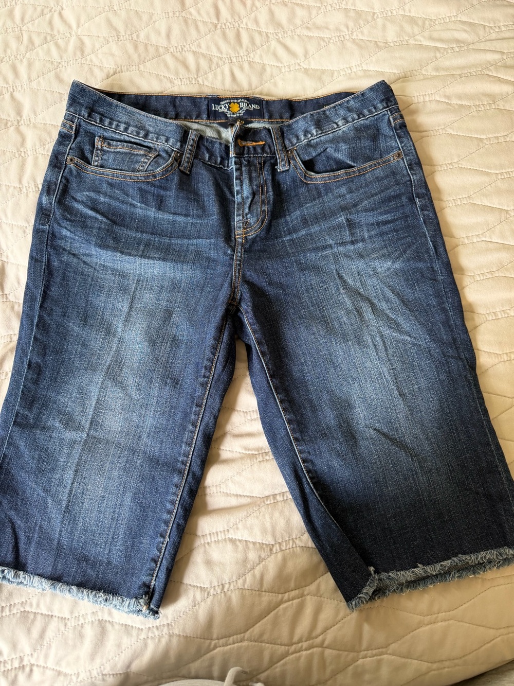 Lucky Brand Women’s Dark Blue Denim Boyfriend Bermuda Shorts